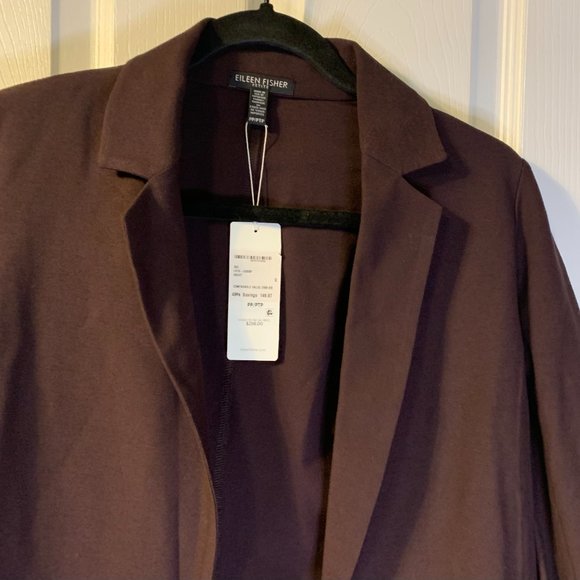 Eileen Fisher Crepe Blazer Petite Size PP 2P 4P NEW Brown Neutral Fall Career - Picture 3 of 9